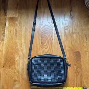 Madewell Black Woven Leather Crossbody Bag